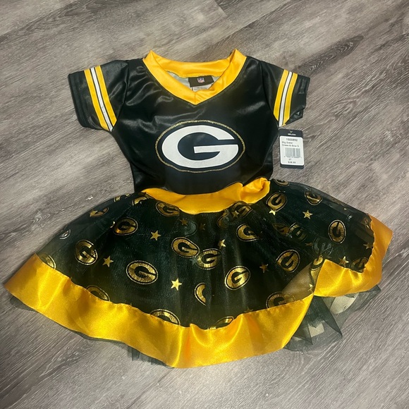 Kids Green Bay Packers Dress - Green and Yellow - Picture 2 of 9